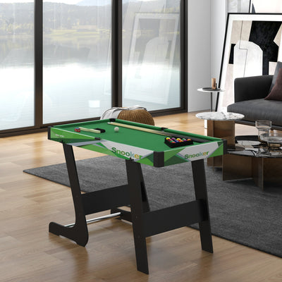 SPORTNOW 104cm Folding Mini Pool Table Set with 2 Cues, 16 Balls, Chalk, Triangle, Brush, Green 