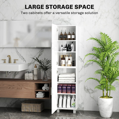 HOMCOM Tall Bathroom Cabinet, Freestanding Bathroom Cabinet with Adjustable Shelves and Double Doors 