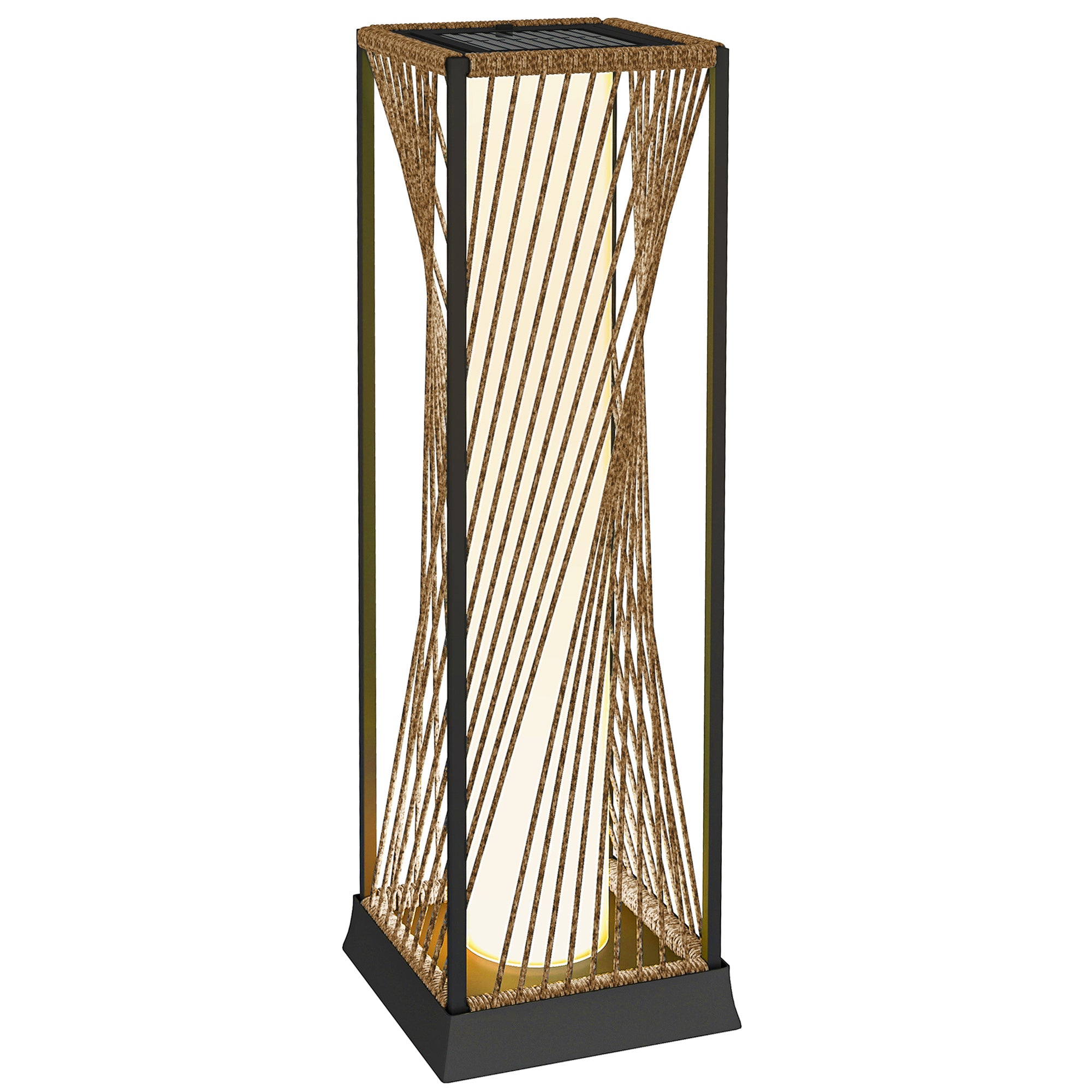 Outsunny Rattan Solar Garden Lights, Auto On/Off LED Floor Lamp, Sand Brown 