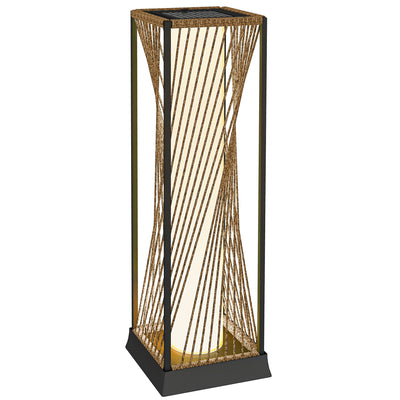 Outsunny Rattan Solar Garden Lights, Auto On/Off LED Floor Lamp, Sand Brown 