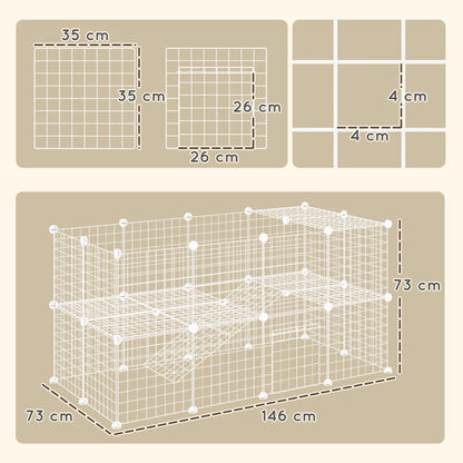 PawHut DIY 36 Panel Pet Playpen Metal Wire Fence for Chinchilla, Hedgehog, Bunny, Indoor, Outdoor Use, White