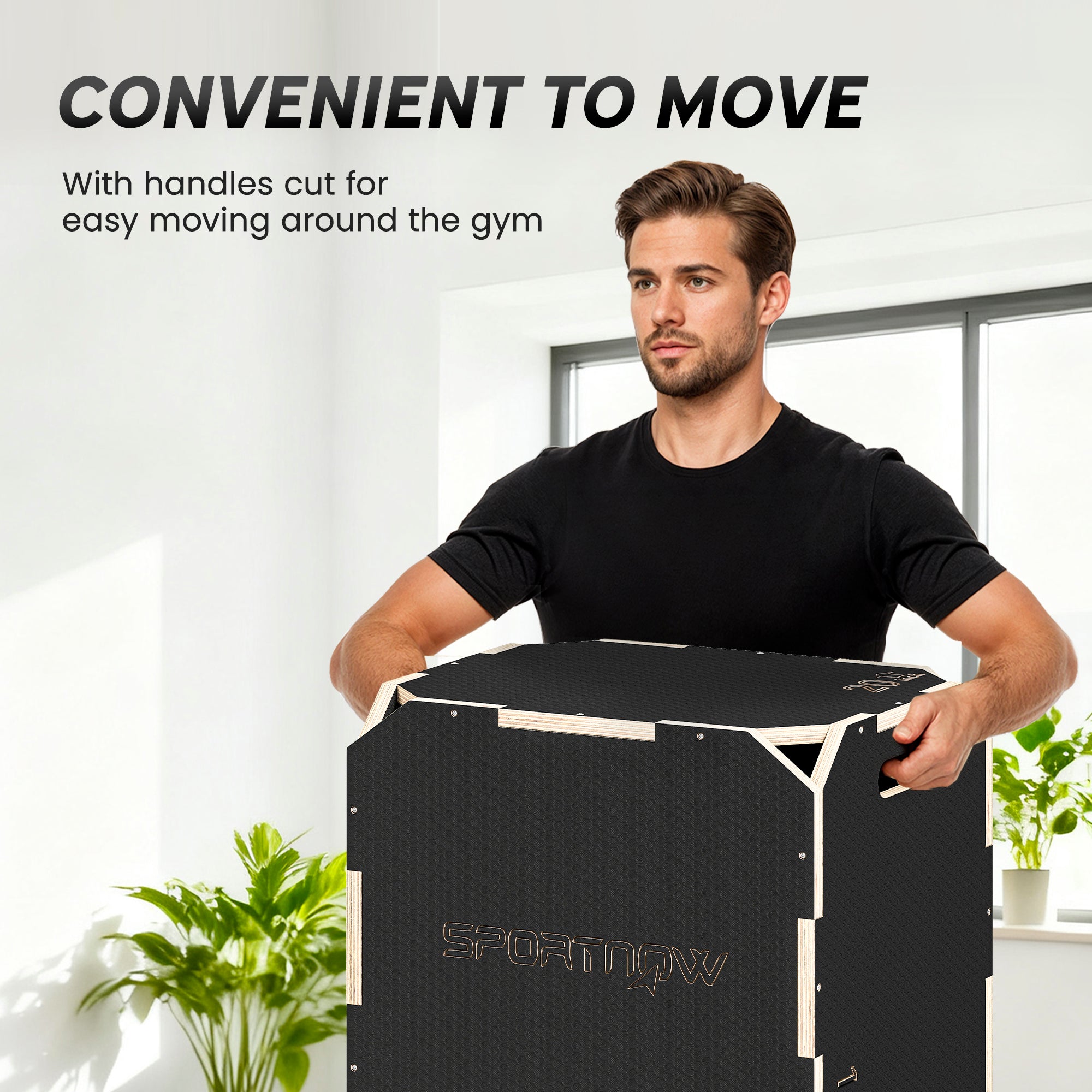 SPORTNOW Non-Slip Plyo Box, Corner-free Wooden Jump Box, 41 x 51 x 48 cm 
