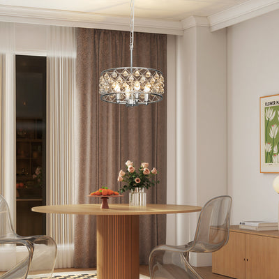 HOMCOM 51 Crystallite Four-Bulb Chandelier - Silver-Tone 