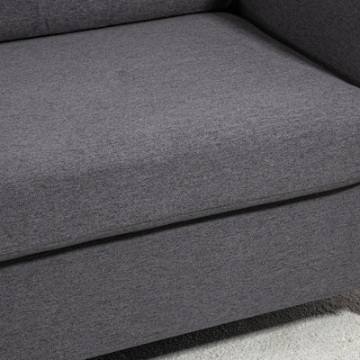 HOMCOM Compact Loveseat Sofa, Modern 2 Seater Sofa for Living Room with Wood Legs and Armrests, Dark Grey 