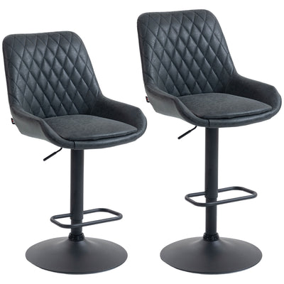 HOMCOM Set of Two Faux Leather Retro Bar Stools - Black 