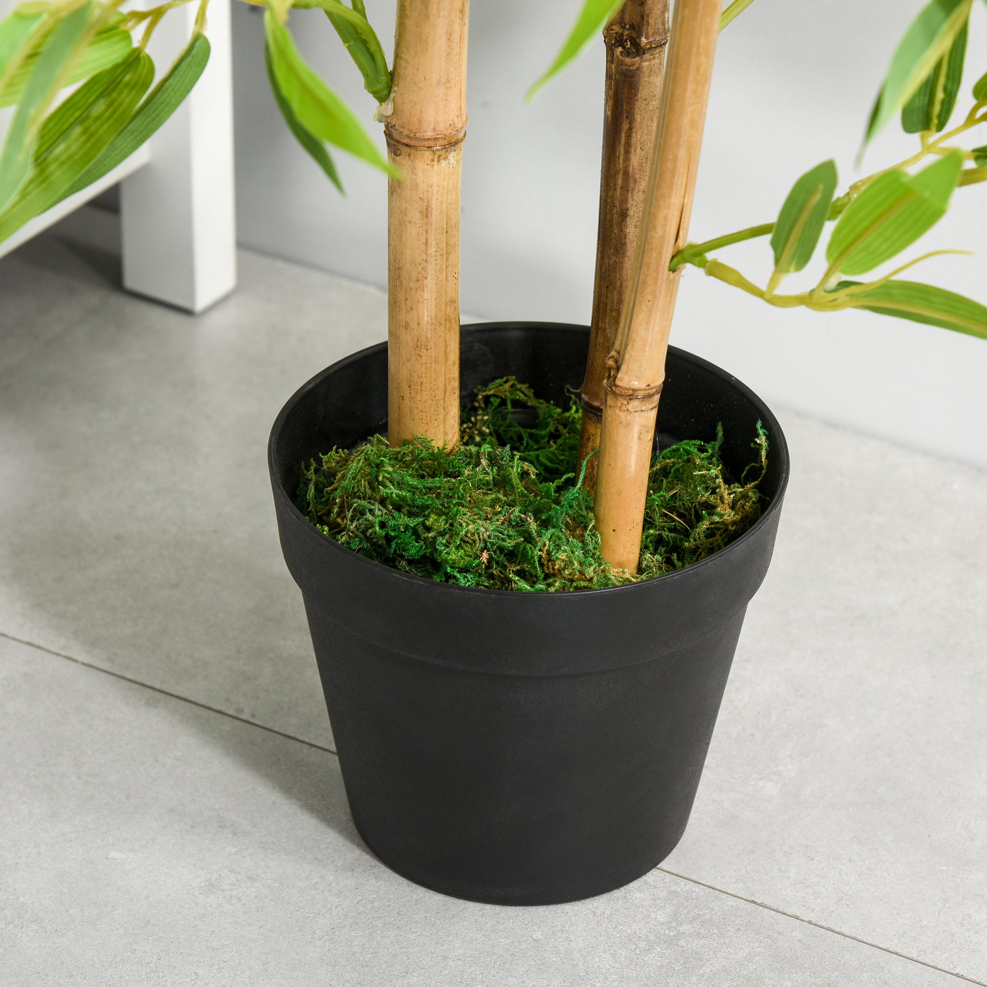 Outsunny Set of 2 120cm/4FT Artificial Bamboo Trees Decorative Plant w/ Heavy Pot Indoor Outdoor Style Home Office Greenery Decoration 