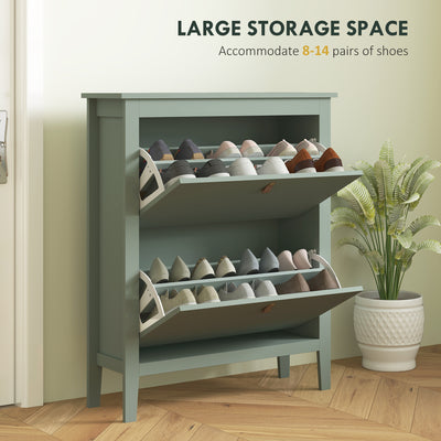 HOMCOM Modern Two-Drawer Shoe Cabinet - Green 