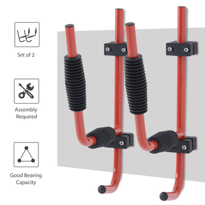 HOMCOM Kayak Canoe Heavy Duty Wall Mounted Storage Holder Rack Heavy Duty Storing Hangers Red 
