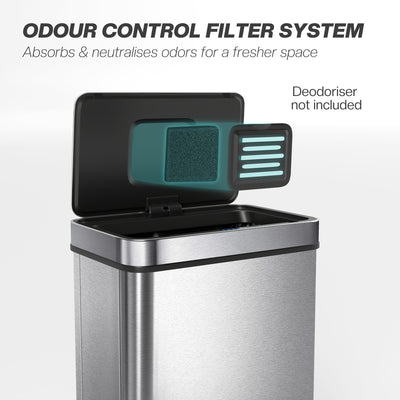 HOMCOM 60 L Sensor Can,  Sensor Bin with Soft-Close Lid, Fingerprint-Proof Stainless Steel, Silver Tone 