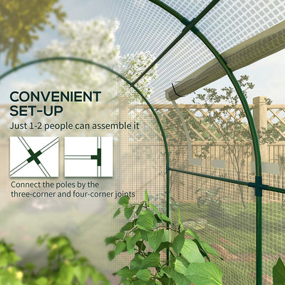 Outsunny Walk in Polytunnel Greenhouse, Green House for Garden with Roll-up Window and Door, 1.8 x 1.8 x 2 m, White 