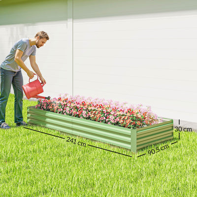 Outsunny Metal Raised Garden Bed Planter Box Outdoor Planters for Growing Flowers, Herbs, Green, Light Green 