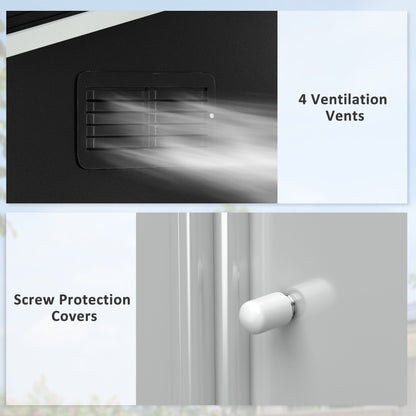 Outsunny 7.7 x 5.7ft Metal Garden Shed, Galvanised Outdoor Tool Storage House with Ventilation Slots and Sliding Doors, Grey 