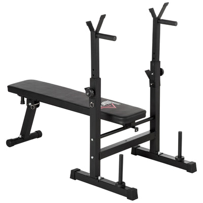 HOMCOM Adjustable Weight Bench Foldable Bench Press, with Barbell Rack, Black 