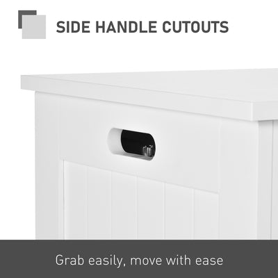 HOMCOM Lift Top Storage Chest Toy Box Organizer with Lid and Safety Hinges for Bedroom Entryway Living Room - White 
