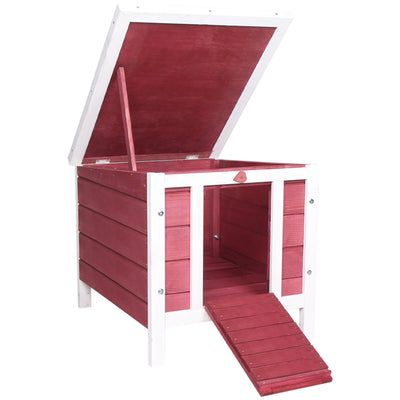 PawHut Wooden Rabbit Hutch 51 x 42 x 43 cm, Red 