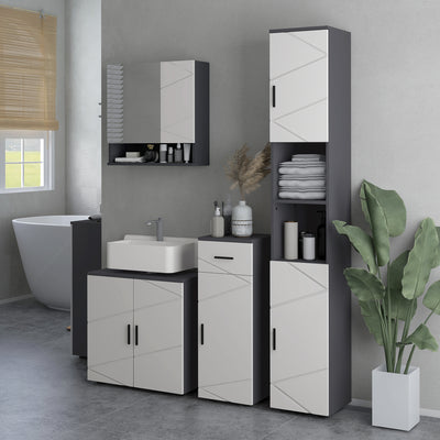 kleankin Under Sink Bathroom Cabinet, Bathroom Vanity Unit, Basin Storage Cupboard with Double Doors and Shelf, 10W x 20Dcm "U" Cut-Out, Light Grey 