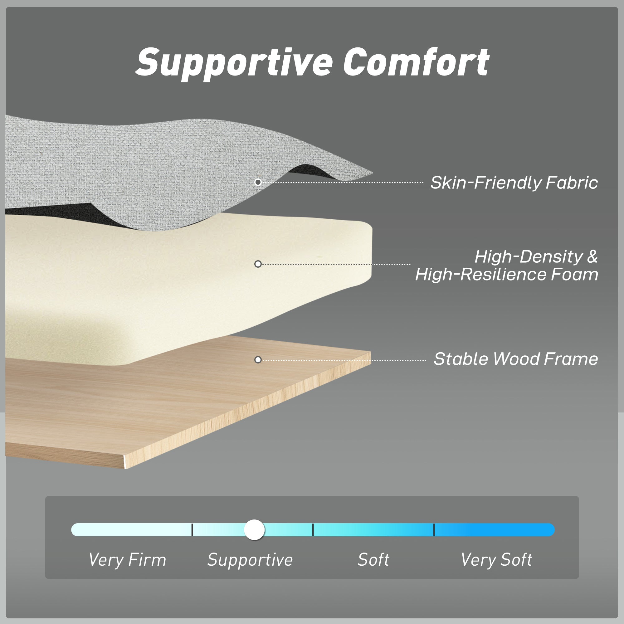 HOMCOM Three-Way Two-Seater Sofa Bed - Light Grey 