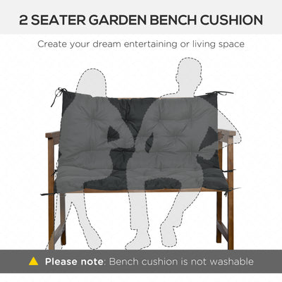Outsunny 2 Seater Bench Cushion, Garden Chair Cushion with Back and Ties for Indoor and Outdoor Use, 98 x 100 cm, Black 