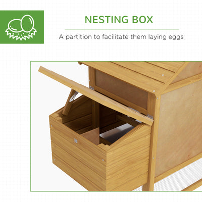 PawHut Small Chicken Coop with Run Hen House Poultry Coops Cages Nesting Box Wood 150.5 x 54 x 87cm 