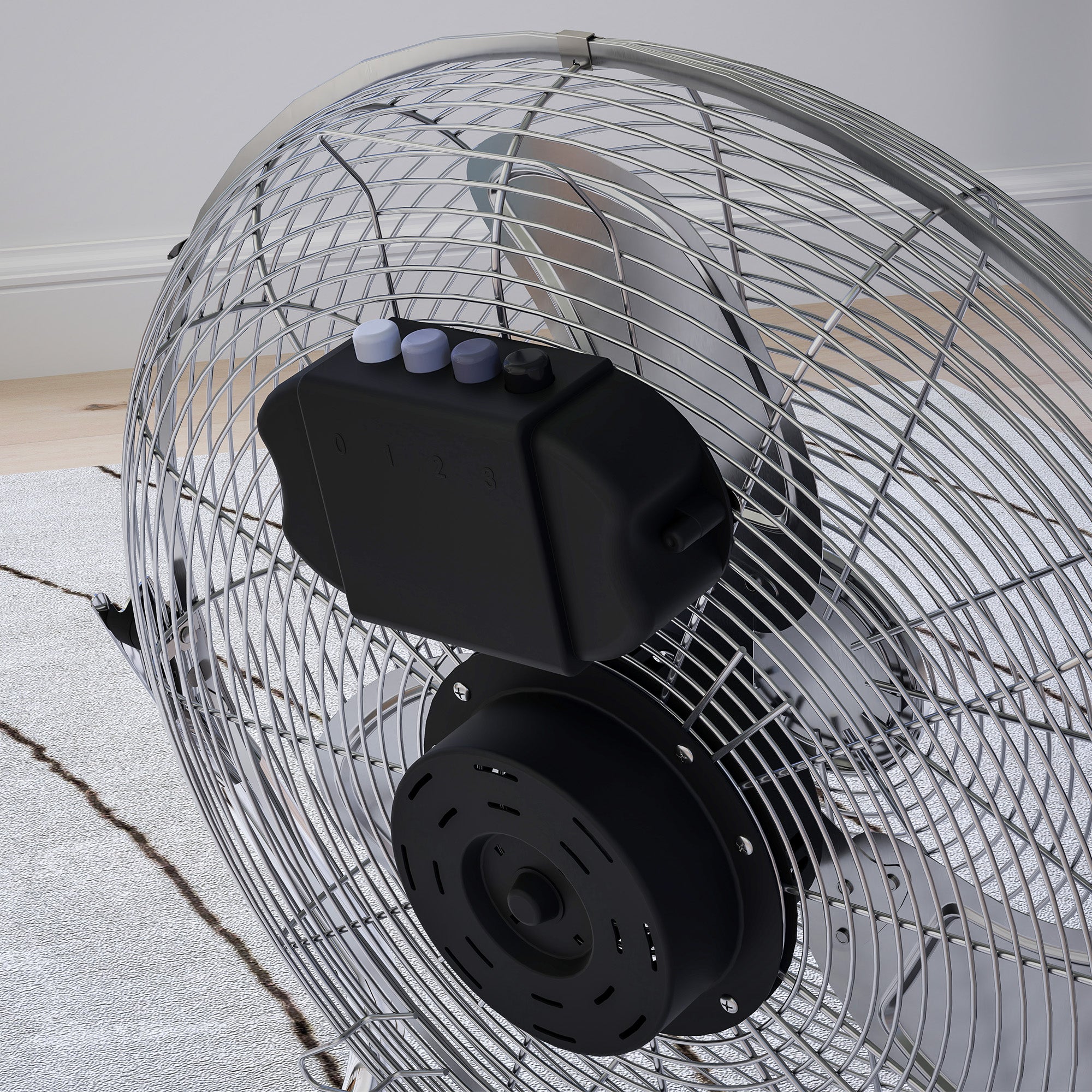 HOMCOM 20 Inches Chrome Metal Floor Fan, High Power 3-Speed Home Gym with Adjustable Head, Portable Desk & Table Fan for Home Office, Powerful Airflow, Quiet Operation