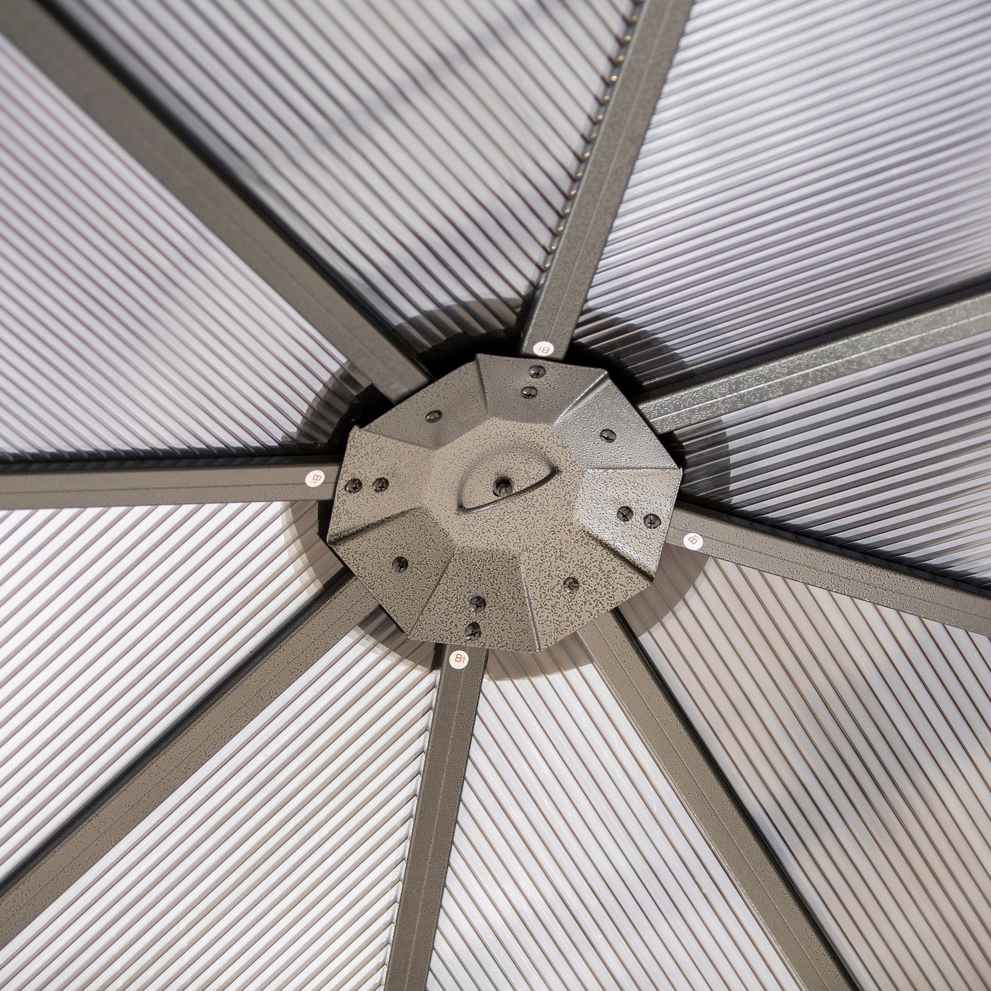 Outsunny 3 x 3(m) Hardtop Gazebo Canopy with Polycarbonate Roof, Permanent Pavilion Garden Gazebo with Curtains for Patio, Deck, Grey 