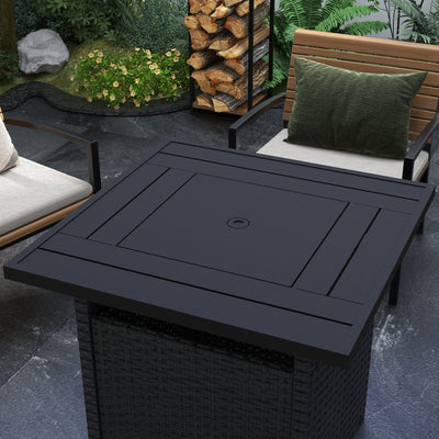 Outsunny 72.5 x 72.5cm 50,000 BTU Fire Pit Table, with Cover - Black 