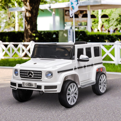 HOMCOM Mercedes Benz G500 Licensed 12V Kids Electric Ride On Car  Toy with Parental Remote Control Battery-powered 2 Motors Music Lights MP3 for 3-8 Years Old White 