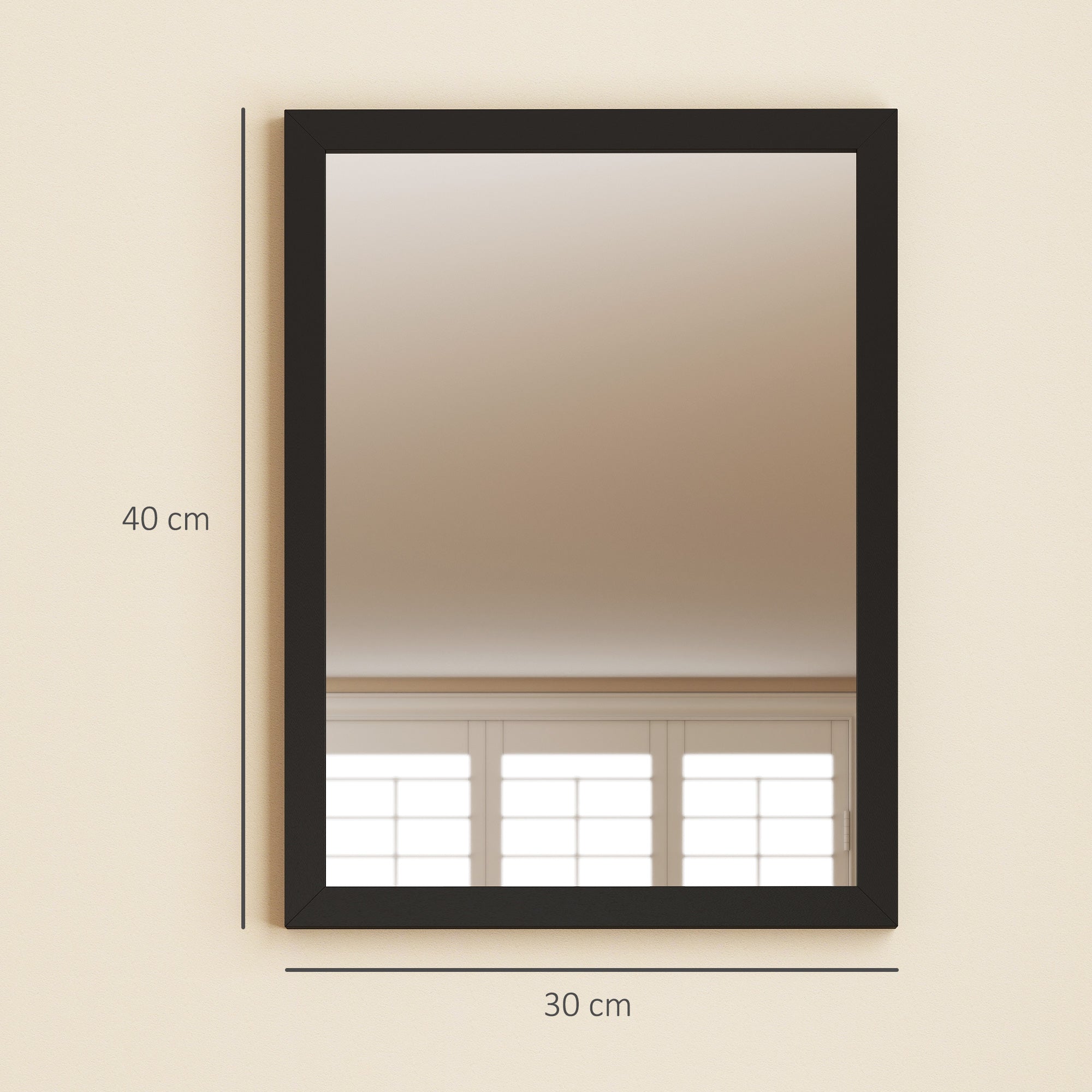 HOMCOM Wall Bathroom Mirror, 30 x 40 cm Wall-Mounted Mirror for Living Room, Bedroom, Hallway, Set of 2, Black 