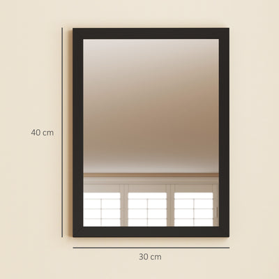 HOMCOM Wall Bathroom Mirror, 30 x 40 cm Wall-Mounted Mirror for Living Room, Bedroom, Hallway, Set of 2, Black 