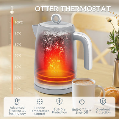 HOMCOM Sleek Textured Kettle and Toaster Set - Grey 