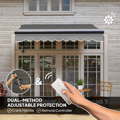 Outsunny 2.5 x 2m Electric Awning with Remote Controller, Aluminium Frame DIY Retractable Awning, UV30+ Sun Shade Canopy for Garden Patio Deck Door Window, Dark Grey 