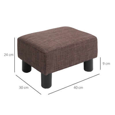 HOMCOM Linen Fabric Footstool Ottoman Cube with 4 Plastic Legs, Brown 