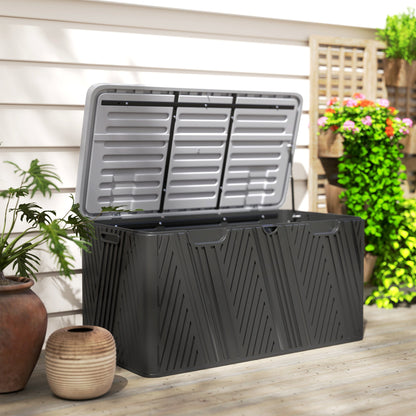 Outsunny 380L Waterproof Outdoor Storage Box, with Lockable Lid - Black 