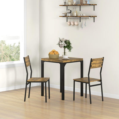HOMCOM Three-Piece Minimal and Compact Dining Set, Rustic Brown 