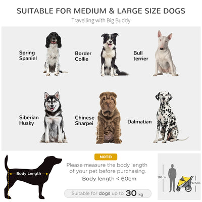 PawHut Foldable Pet Stroller, with Washable Cushion, Storage Bags, Safety Leash, for Medium, Large Dogs, Cats - Yellow 
