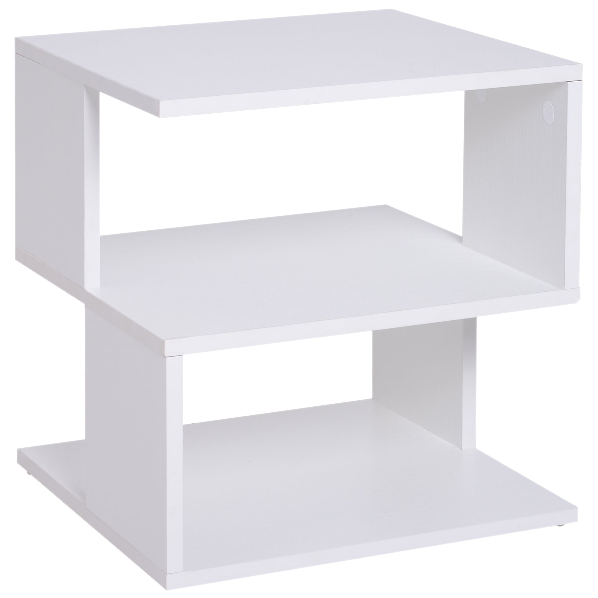 HOMCOM Side Table Square Coffee Table Modern End Table with 2 Tier Storage Shelves for Living Room, Bedroom, White 