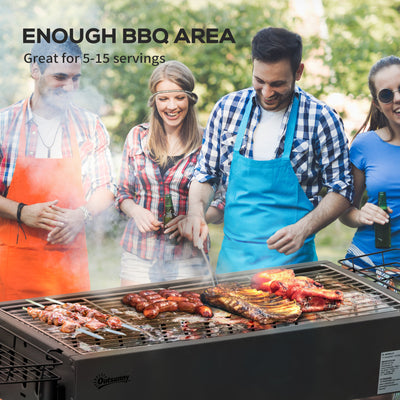 Outsunny Portable Charcoal BBQ Grill with Seasoning Baskets for Camping Picnic Hiking 
