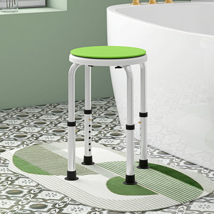 HOMCOM 360\'c2\'b0 Swivel Shower Chair, Height Adjustable Aluminium Shower Stool with Non-Slip Feet for Disabled, Elderly, Green