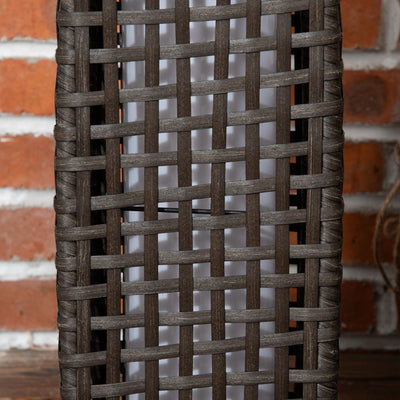 Outsunny Outdoor Rattan Solar Lantern, Brushed PE Wicker Patio Garden Lantern wtih Auto On/Off Solar Powered LED Lights for Indoor & Outdoor Use, Porch, Yard, Lawn, Courtyard, Grey 