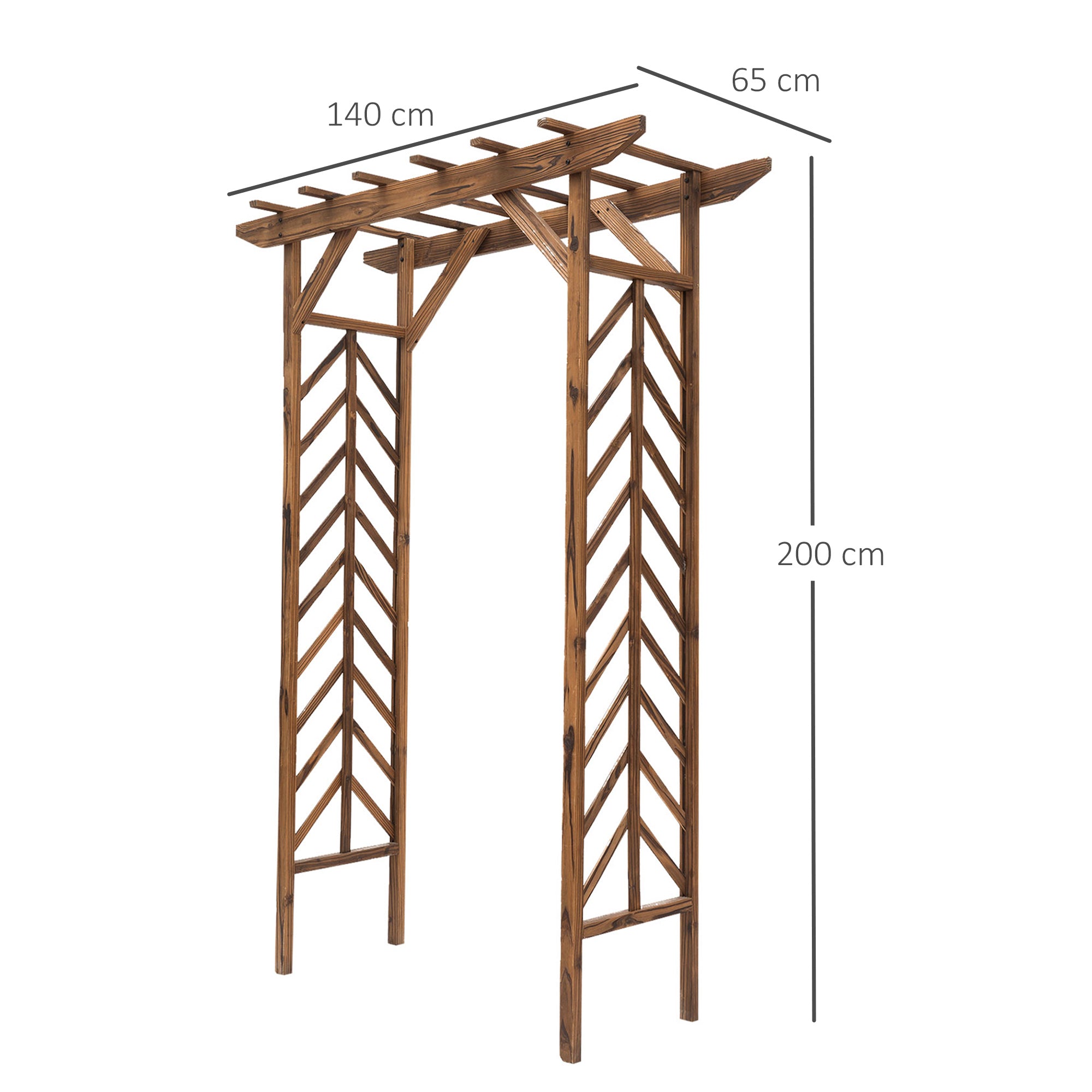 Outsunny Wooden Garden Arbor, Arch Trellis with Classic Countryside Style, Pergola Style Roof for Climbing Vines 