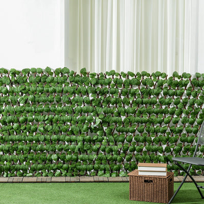 Outsunny Set of 2 Expandable Artificial Trellis Hedges – Realistic Leaf Privacy Screen, 2 x 1 m 