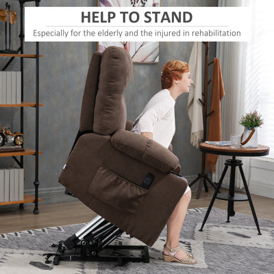 HOMCOM Electric Riser and Recliner Chair for Elderly, Power Lift Recliner Chair with Remote Control, Dark Brown 