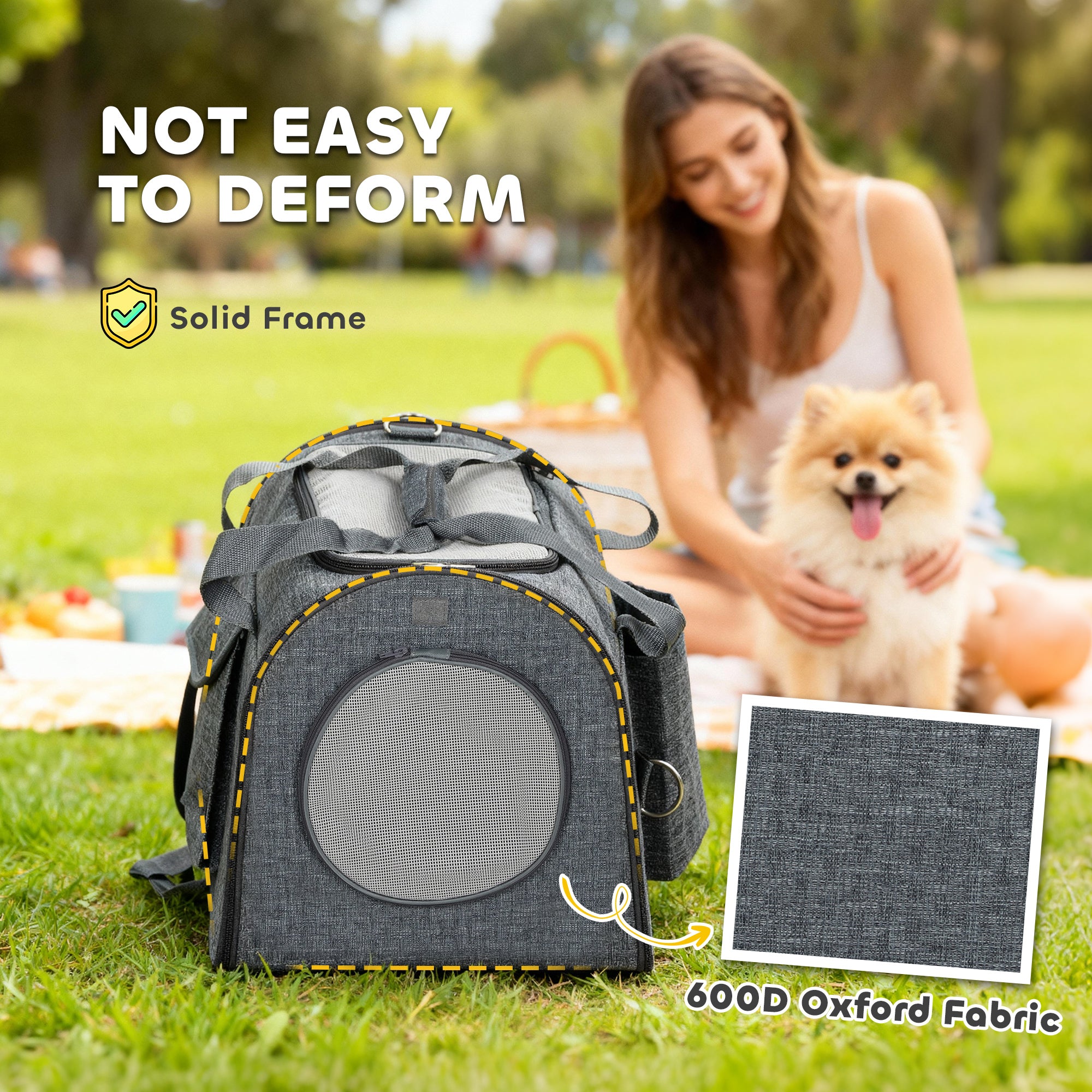 PawHut Soft Sided Cat Carrier Bag, Portable Foldable Pet Carrier with Shoulder Strap & Removable Mat for Small Pet Up to 10kg 