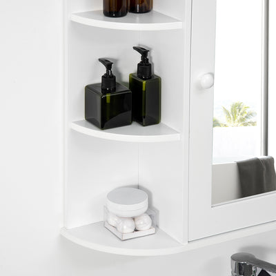 HOMCOM Wall Mounted Bathroom Cabinet with Mirror Single Door Storage Organizer 2-tier Inner Shelves White 