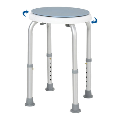 HOMCOM 360° Swivel Shower Chair, Height Adjustable Aluminium Shower Stool with Non-Slip Feet for Disabled, Elderly, Blue 