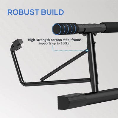 SPORTNOW Pull-Up Bar Doorway, No Drilling Chin-Up Bar Push Up Stand with Resistance Bands and Padded Handles for Home Gym Exercise, Blue 