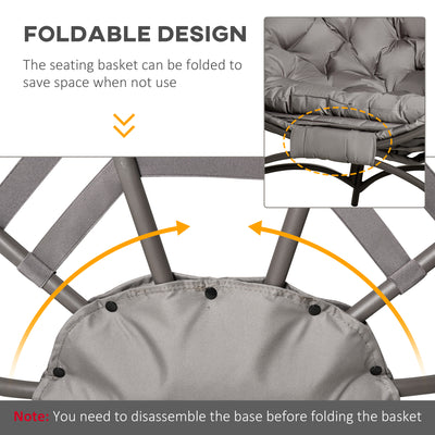 Outsunny Egg Chair with Cushion & Side Pocket - Brown 