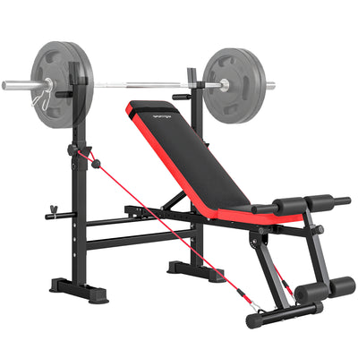 SPORTNOW Adjustable Weight Bench with Squat Rack and Dip Stand 