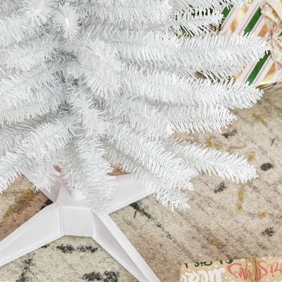 HOMCOM 5ft Unlit Artificial Christmas Tree, Pencil Slim Xmas Tree with Solid Stand and Realistic Branches, White 