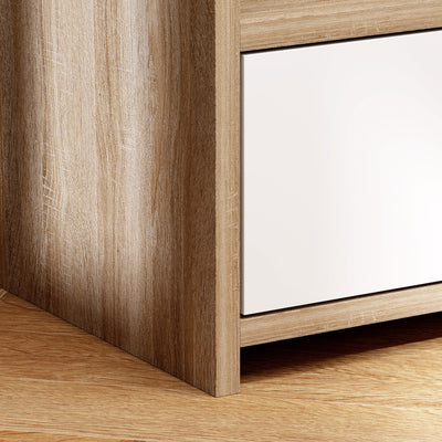HOMCOM Multi-Storage Bedside Table - White/Wood-Effect 